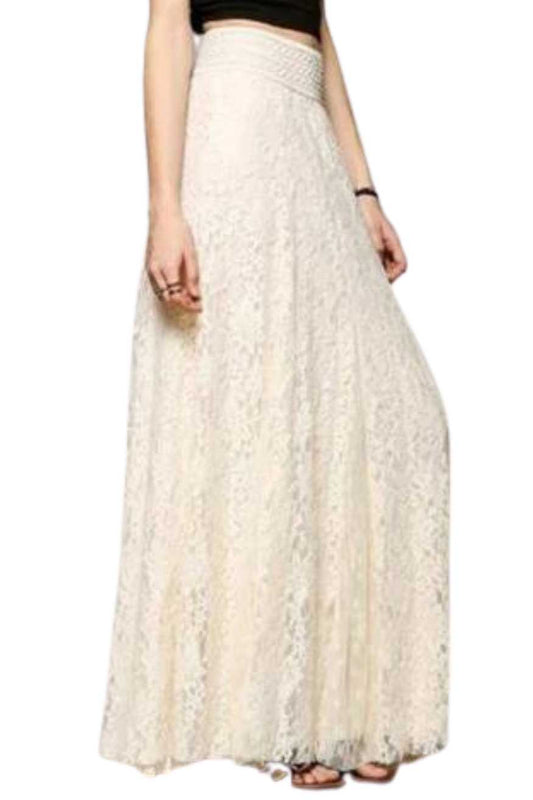 White Lace Embroidery Boho Long Skirt - A.A.Y FASHION