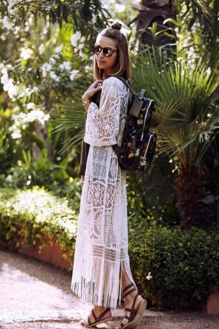 White Lace Beach Cover-Up Kimono, Yiwu Cujia Trade Co., Ltd