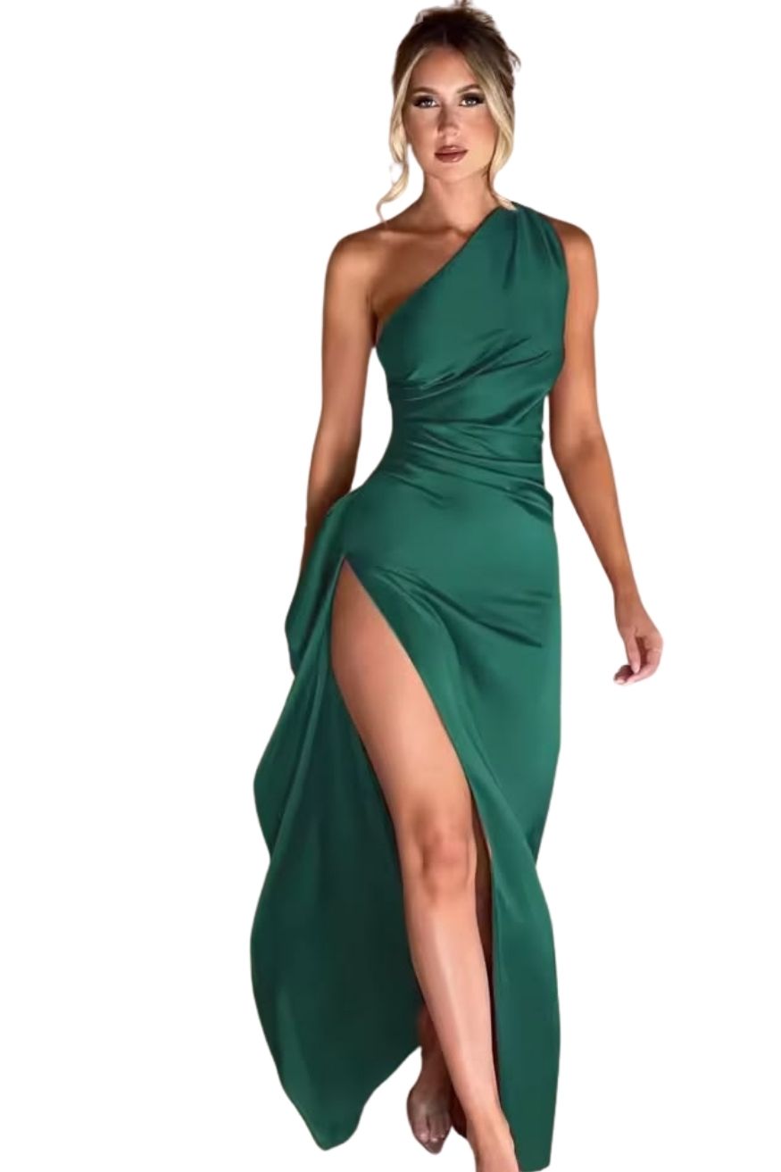 Women Satin Sleeveless Off Shoulder Split Evening Cocktail Long Dress, Yiwu Cujia Trade Co., Ltd