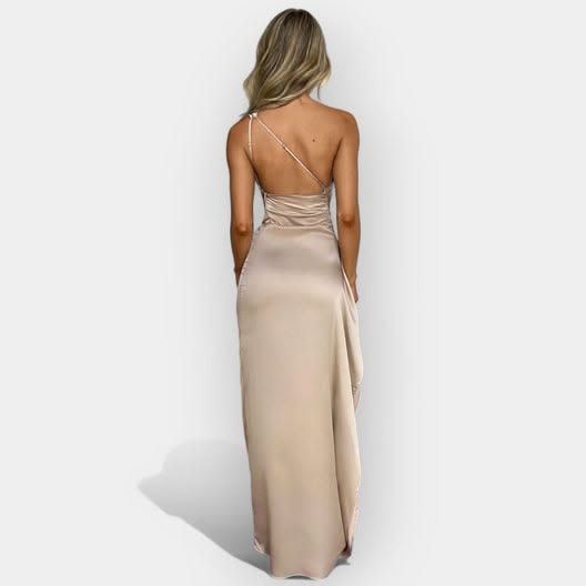 Women Satin Sleeveless Off Shoulder Split Evening Cocktail Long Dress, Yiwu Cujia Trade Co., Ltd