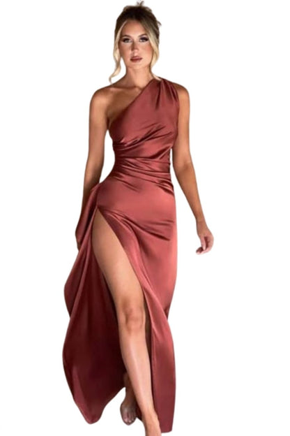 Women Satin Sleeveless Off Shoulder Split Evening Cocktail Long Dress, Yiwu Cujia Trade Co., Ltd