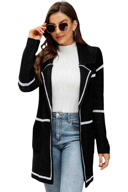 Women's Black Knitted Cardigan Sweater - A.A.Y FASHION