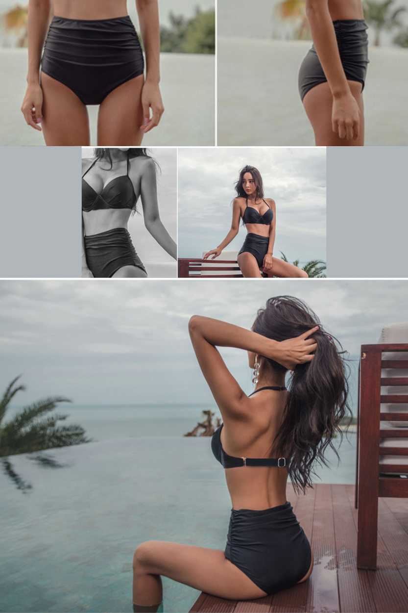 Women's Black Retro two-piece Bikini - A.A.Y FASHION