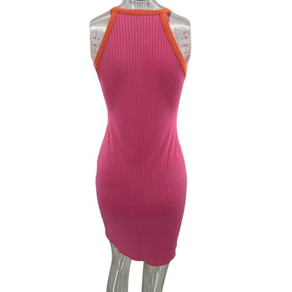 Women's Color Block Sleeveless  Crew Neck Dress at A.A.Y FASHION