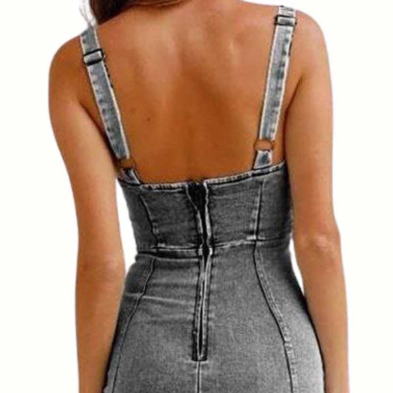 Women's Denim Sleeveless Jeans Skinny Dress - A.A.Y FASHION
