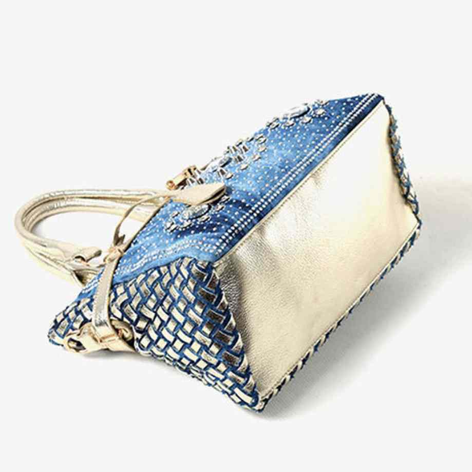 Diamond-studded Denim Shoulder Messenger Bag - A.A.Y FASHION