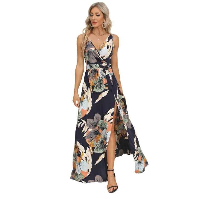 Elegant Floral Print Long Dress - A.A.Y FASHION