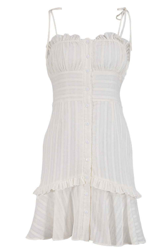 Women's Flared White Cotton  Summer Dress - A.A.Y FASHION