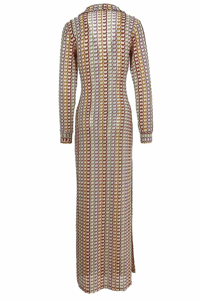 Women's Handmade Knitted Low Cut V-Neck Split Maxi Dress - A.A.Y FASHION