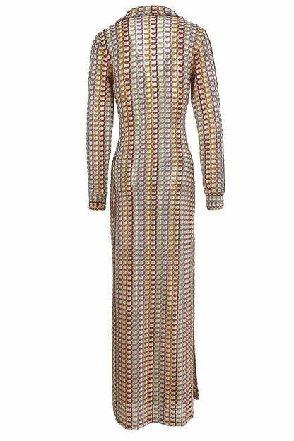 Women's Handmade Knitted Low Cut V-Neck Split Maxi Dress - A.A.Y FASHION