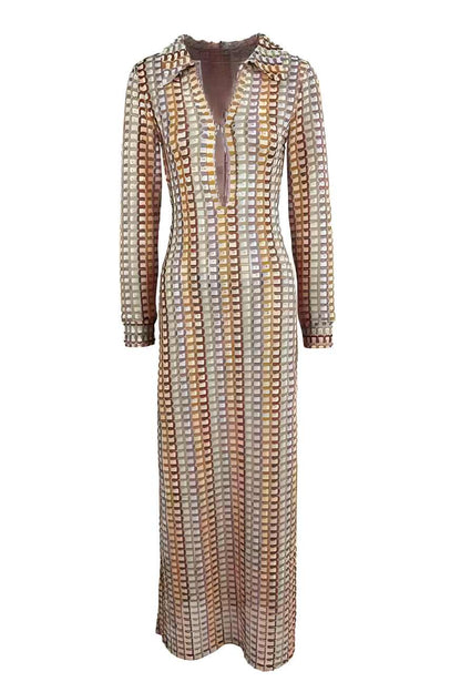 Women's Knitted Low Cut Maxi Dress - A.A.Y FASHION