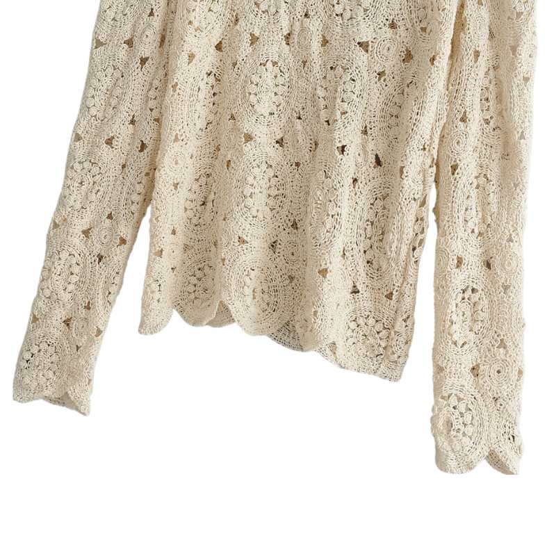 Women's Lace Crochet Blouse Longsleeve Top - A.A.Y FASHION