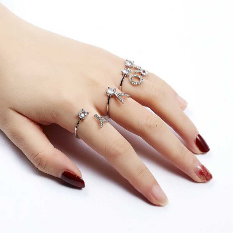 Women's Letter Ring 'Initial' with Zirconia - A.A.Y FASHION