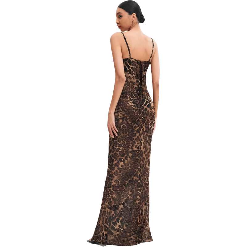 Women's Maxi Slip Dress Leopard Print  - A.A.Y FASHION