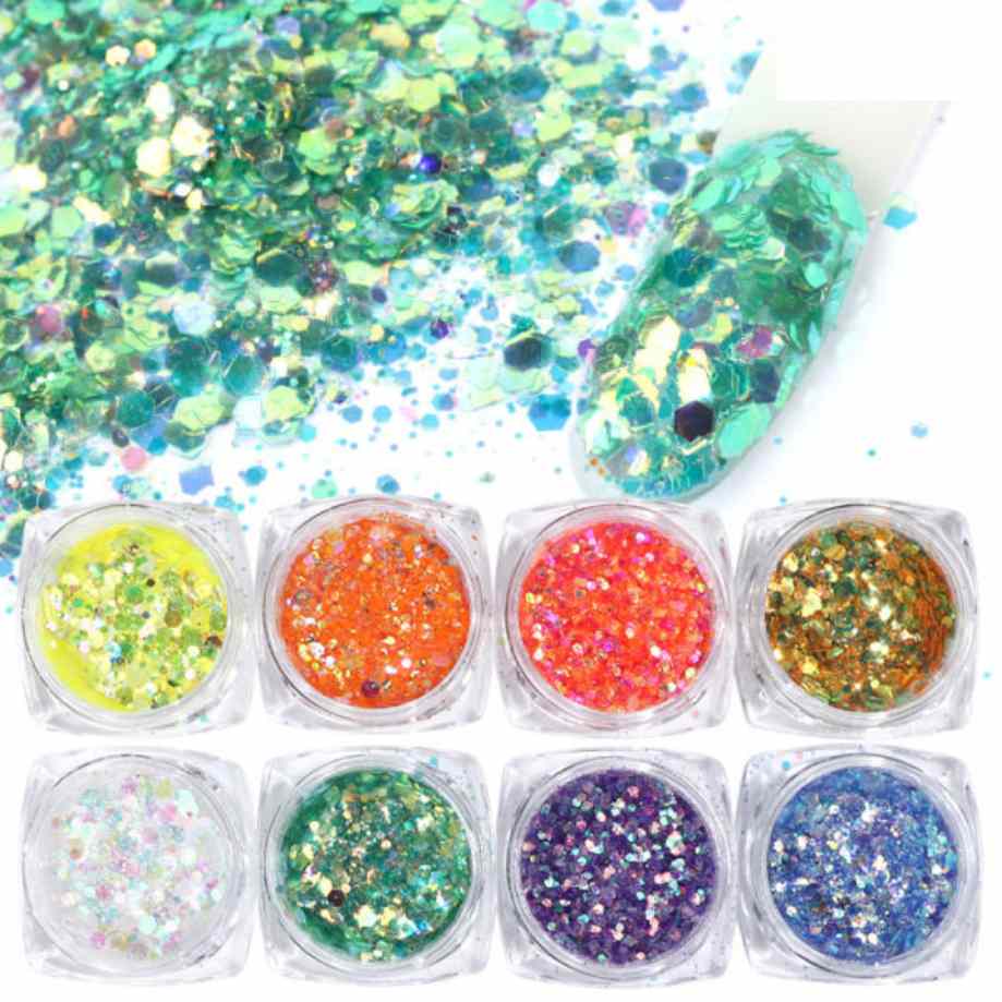Women's Nail Art Mix Glitter Box  Powder Flakes Set - A.A.Y FASHION