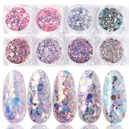 Women's Nail Art Mix Glitter Box  Powder Flakes Set - A.A.Y FASHIONcolor1