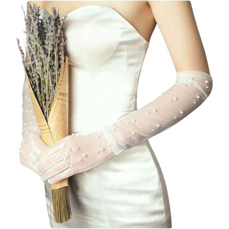 Pearl Mesh Bride Gloves at  A.A.Y FASHION