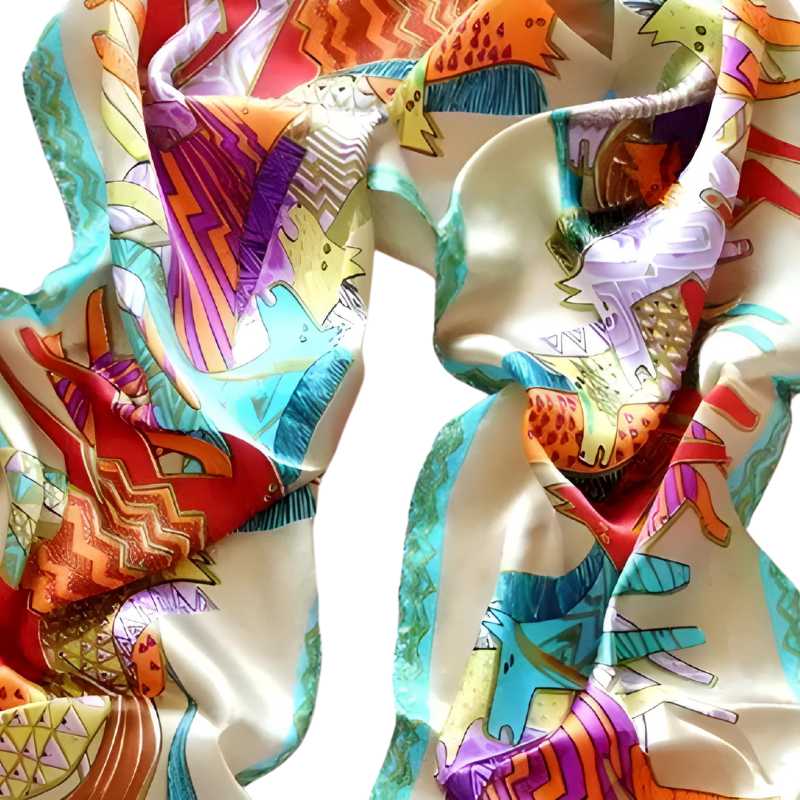 Women's Pure Silk  Fashion Scarf - Animal Print - Colorful Head Scarf - A.A.Y FASHION