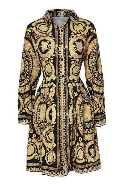 Women's Satin Dress Gold Baroque Cardigan - A.A.Y FASHION