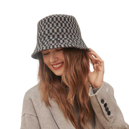 Women's Wool Fisherman Hat Checkerboard  - A.A.Y FASHION