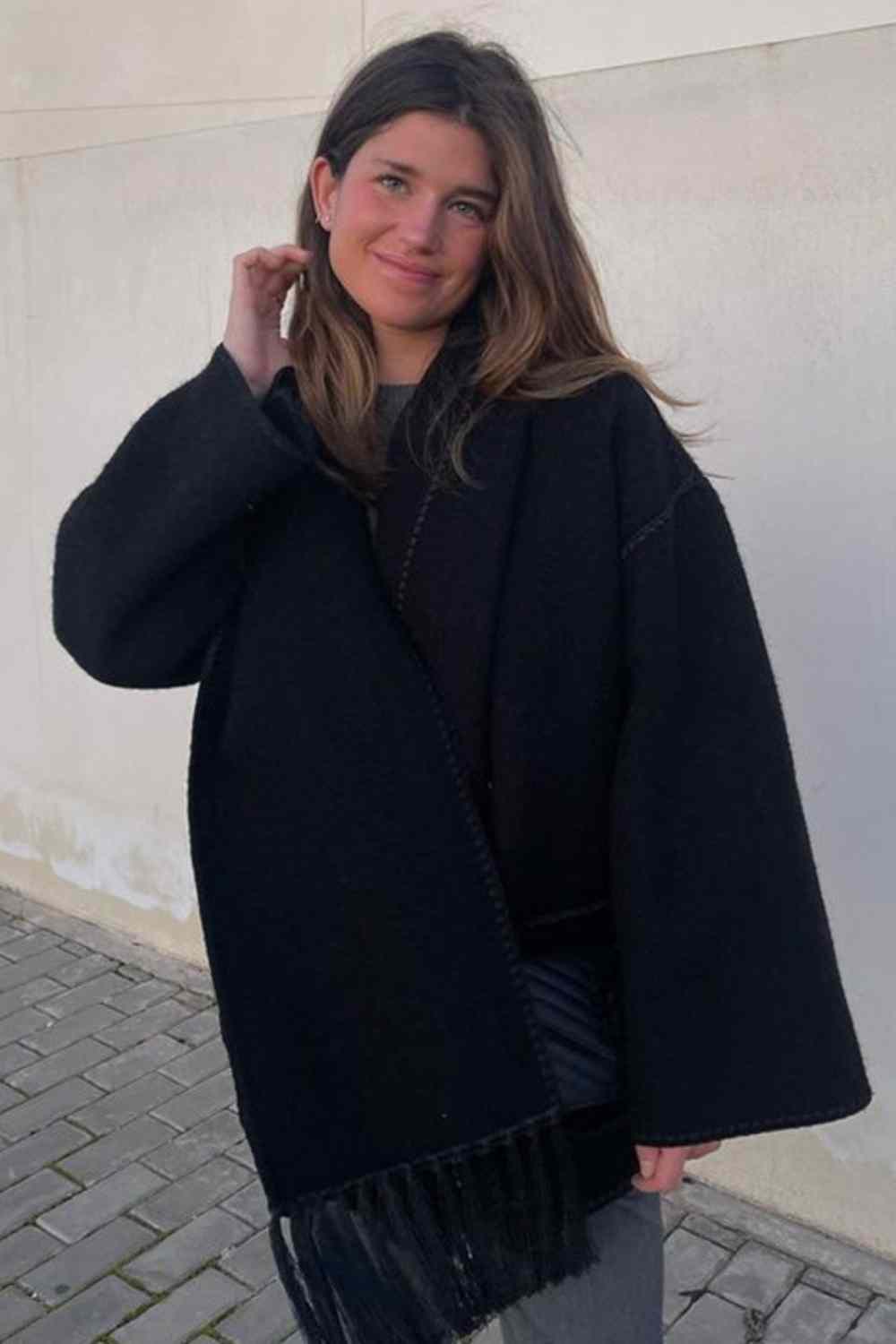 Women's Woolen Coat with Tassel Scarf - Elegant Ladies Jacket - A.A.Y FASHION