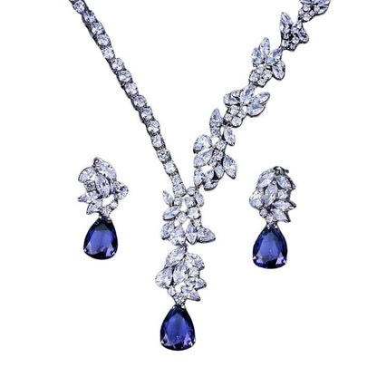 Women's Zircon Crystals Earrings & Necklace Set - A.A.Y FASHION
