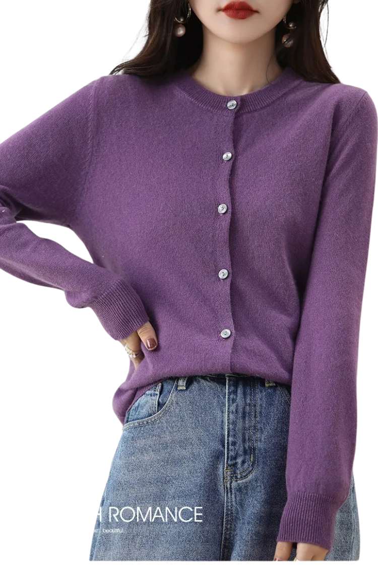 Women's Button-Up Cardigan Lilac Purple 