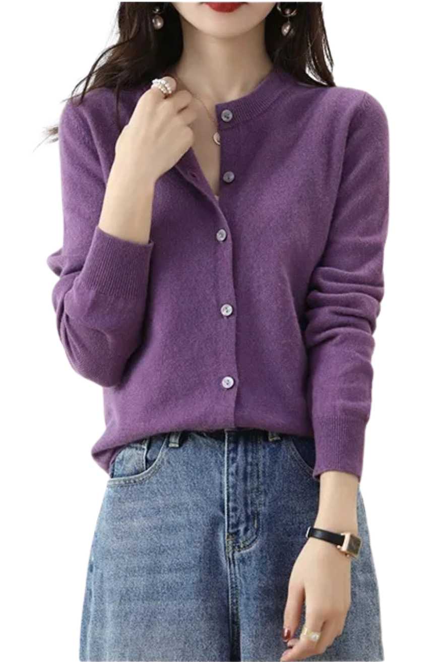 Women's Button-Up Cardigan Lilac Purple 