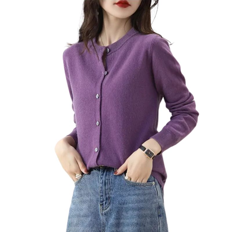 Women's Button-Up Cardigan Lilac Purple 