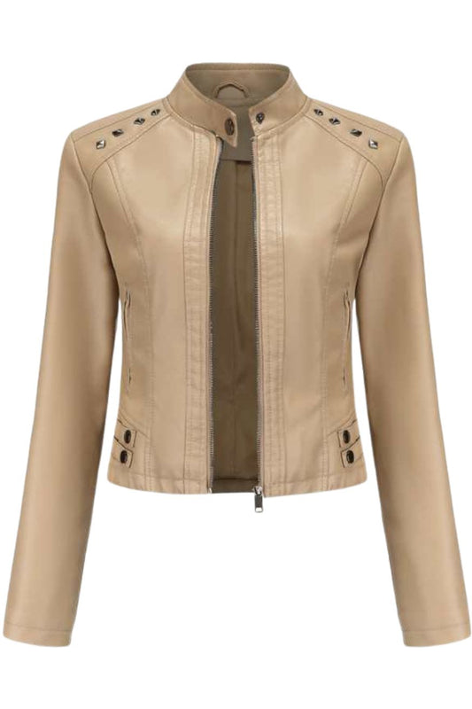Women’s Faux Leather Jacket in Solid Colors, Heyang Industrial Co., Ltd