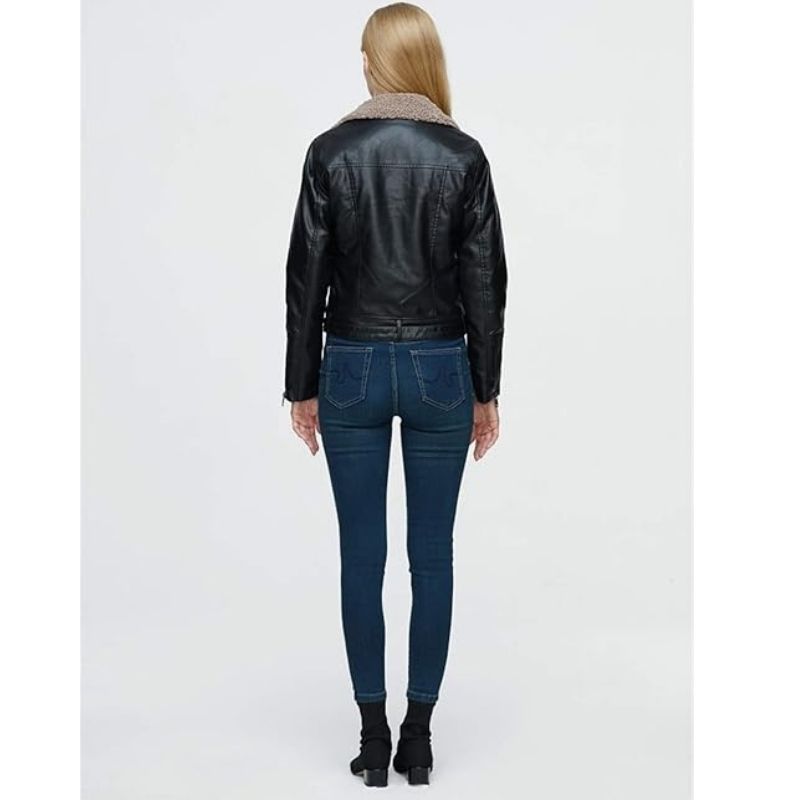 Women's Faux Leather Sherpa Lined Motorcycle Jacket Sheepskin Aviator Coat, Yiwu Cujia Trade Co., Ltd