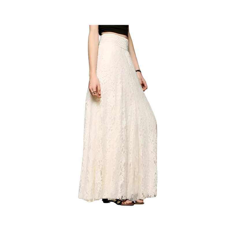 Women's Lace Embroidery Maxi Long Skirt - Boho Romantic  - A.A.Y FASHION