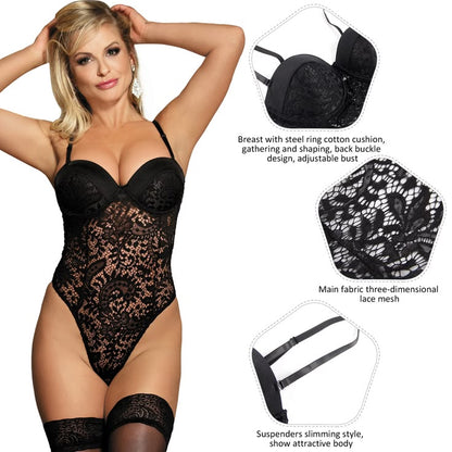 Women's Lingerie Bodysuit Lace Teddy One Piece Underwire Babydoll, Yiwu Cujia Trade Co., Ltd