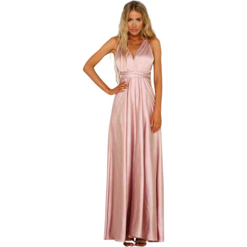 Women's Pink Satin Maxi Dress - A.A.Y FASHION