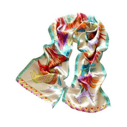 Women's Pure Silk  Fashion Scarf - Animal Print - Colorful Head Scarf - A.A.Y FASHION
