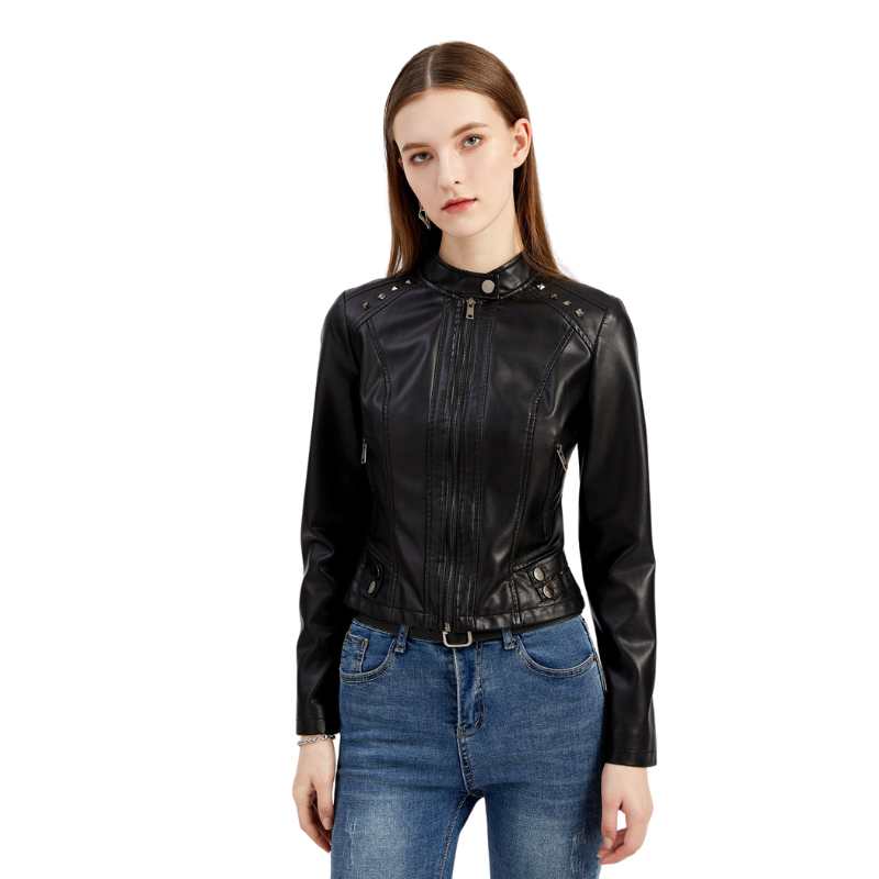 Women’s Studded Black Faux Leather Jacket Heyang Industrial Co., Ltd