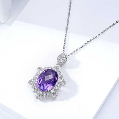 Natural Amethyst Necklace - 925 Sterling Silver - A.A.Y FASHION
