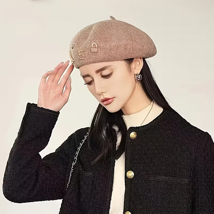 Woolen French Beret Hat With Golden Pins for Women, Yiwu Cujia Trade Co., Ltd