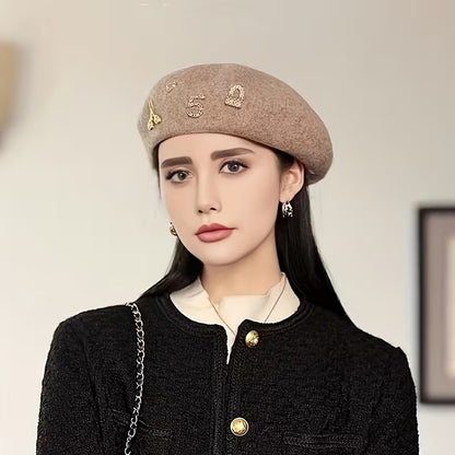 Woolen French Beret Hat With Golden Pins for Women, Yiwu Cujia Trade Co., Ltd