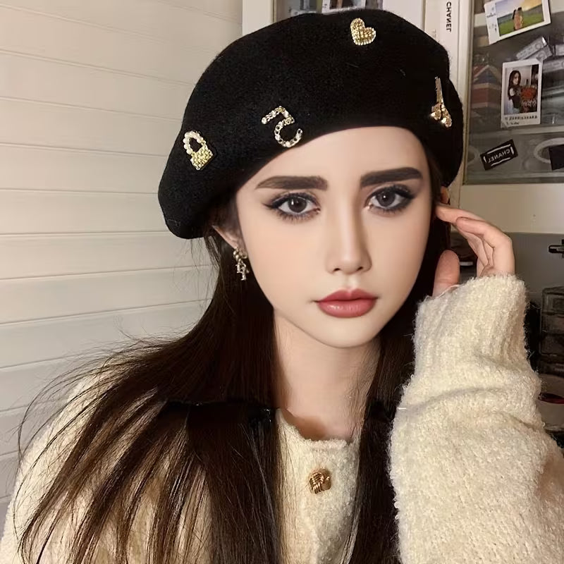 Woolen French Beret Hat With Golden Pins for Women, Yiwu Cujia Trade Co., Ltd