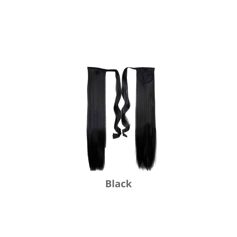 Black Wrap-Around Ponytail Straight Hair Extensions - A.A.Y FASHION