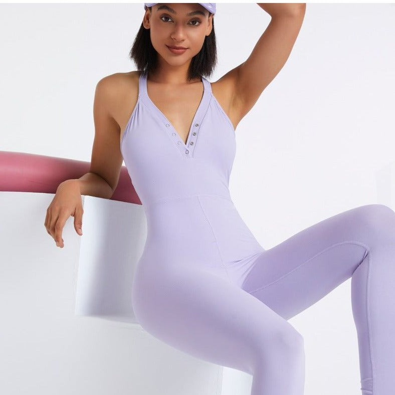 Women's Nude Yoga Jumpsuit Bodysuit - Versatile Fitness Unitard - A.A.Y FASHION