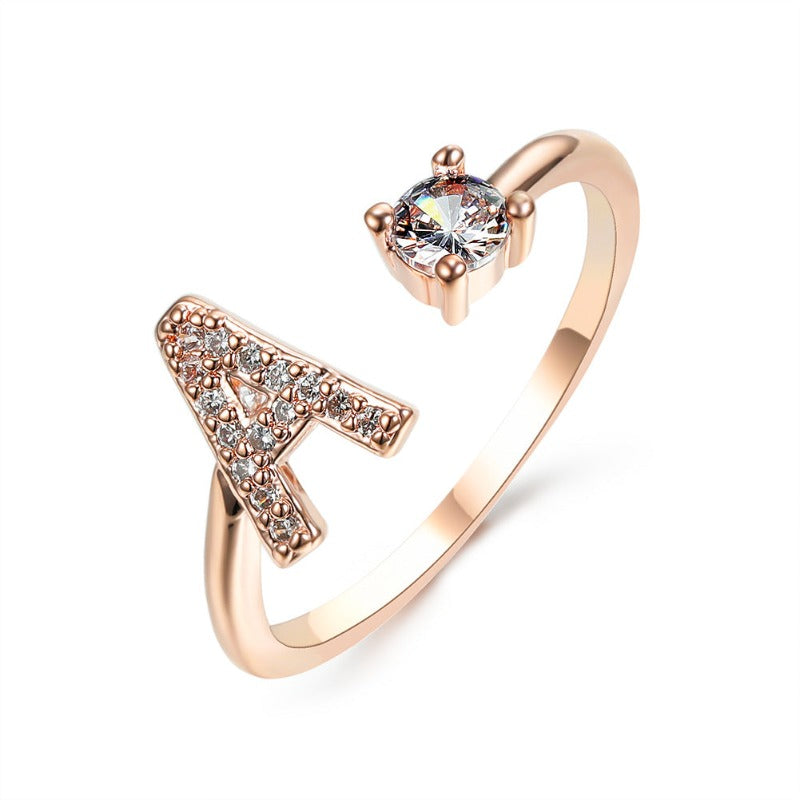 Women's Letter Ring 'Initial' with Zirconia - A.A.Y FASHION