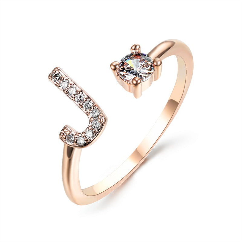 Women's Letter Ring 'Initial' with Zirconia - A.A.Y FASHION