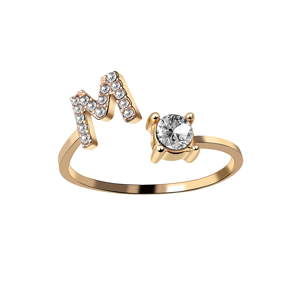 Women's Letter Ring 'Initial' with Zirconia - A.A.Y FASHION