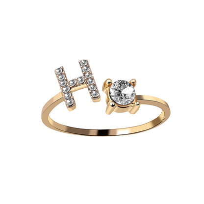 Women's Letter Ring 'Initial' with Zirconia - A.A.Y FASHION