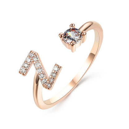 Women's Letter Ring 'Initial' with Zirconia - A.A.Y FASHION