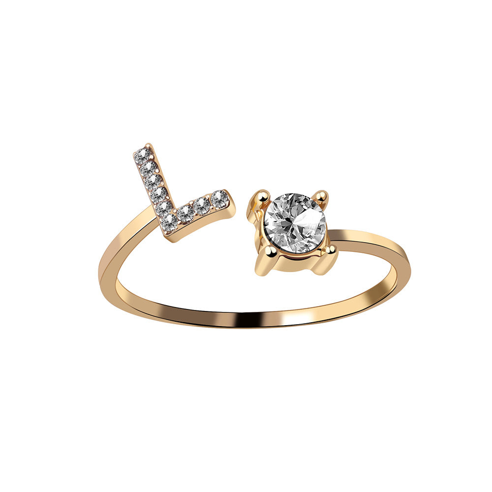 Women's Letter Ring 'Initial' with Zirconia - A.A.Y FASHION