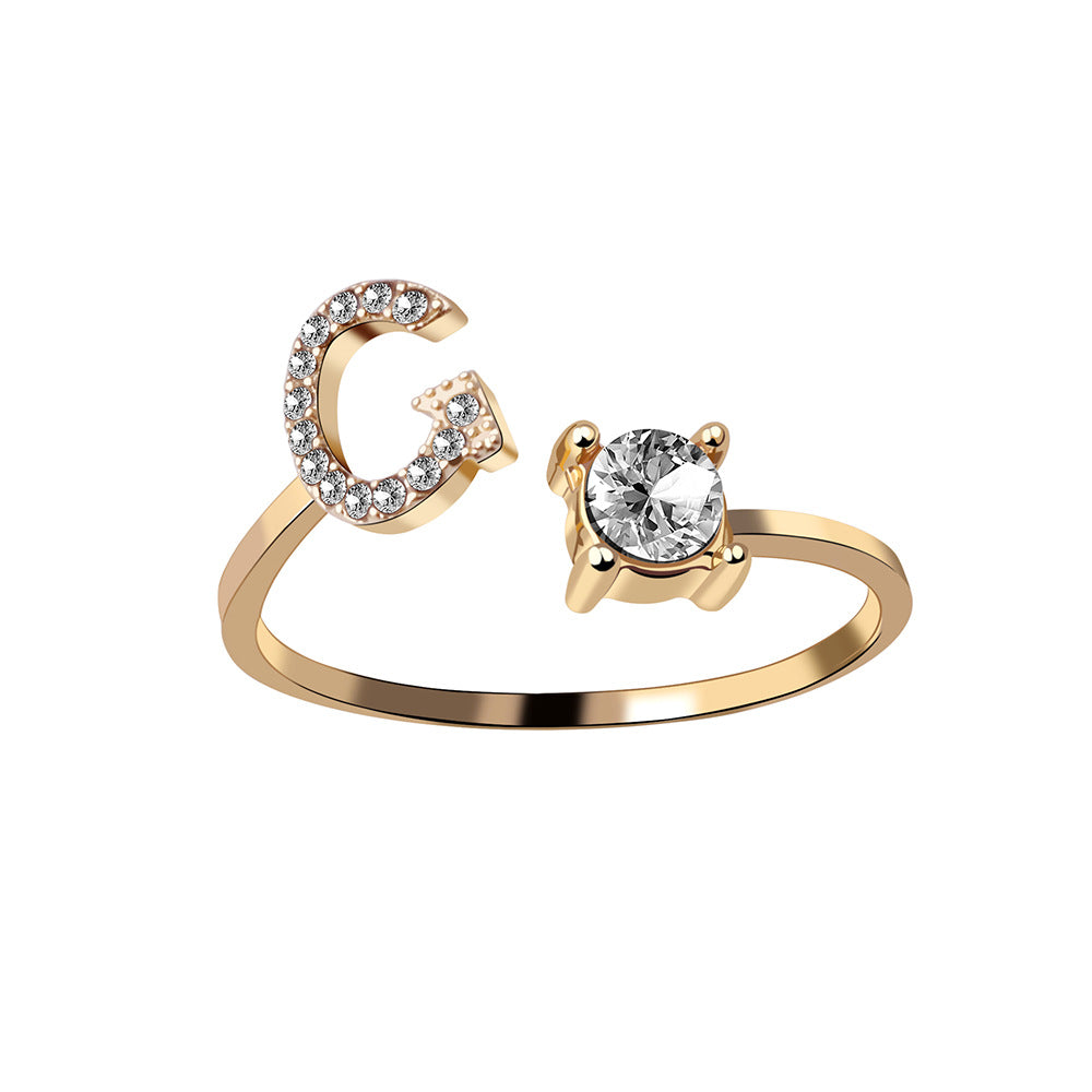 Women's Letter Ring 'Initial' with Zirconia - A.A.Y FASHION