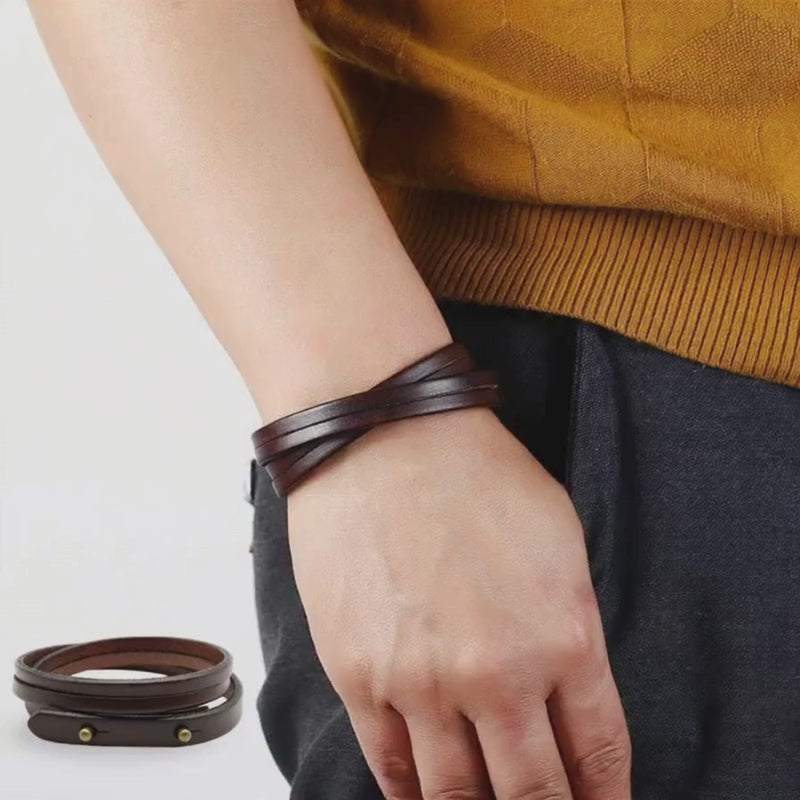 A.A.Y CORE Handmade Leather Wrist Cuff Wrap Bracelet, BuckyDrop